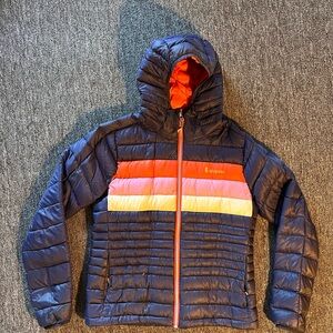 Cotopaxi Women’s Fuego Puffer Jacket - Blue, Orange, Pink and White Small